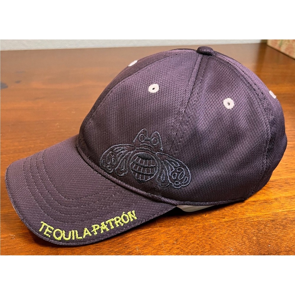Patron Tequila Strapback Hat Black Embroidered Bee Logo Simply Perfect Cap OSFM - Picture 1 of 8